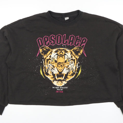 H&M Unisex Black Tiger Print Sweatshirt, Size L