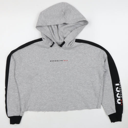 New Look Girls Grey Hoodie, Age 12-13, Logo Design