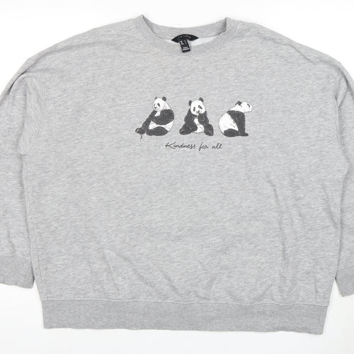 New Look Women's Grey Pullover Sweatshirt, L