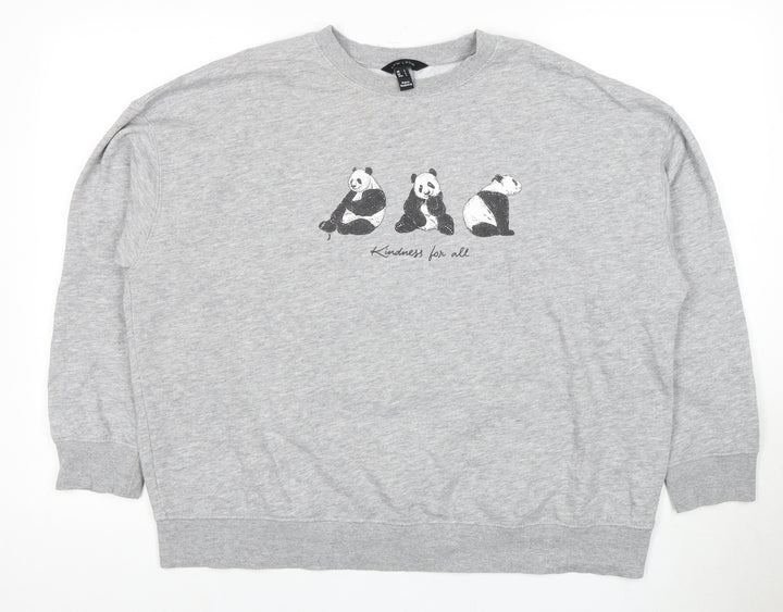 New Look Women's Grey Pullover Sweatshirt, L