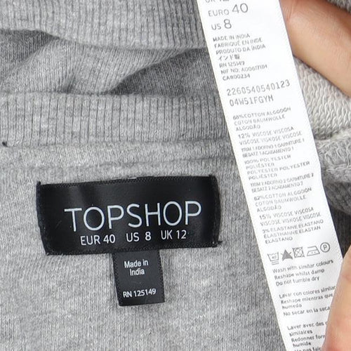 Topshop Women's Grey Floral Pullover Sweatshirt - Size 12