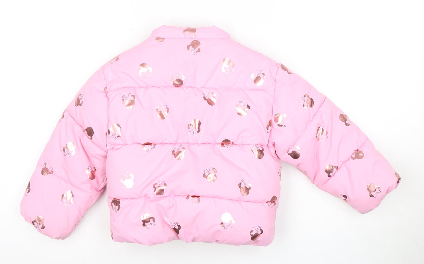 Disney Girls Pink Puffer Jacket Mickey Mouse Print 3-4Y