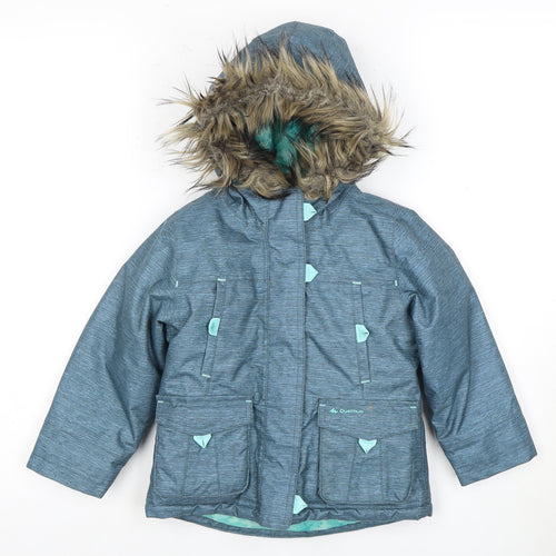 Decathlon Boys Blue Parka Coat, 6 Years, Hooded & Lined