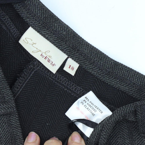 Style by EWM Women's Black Herringbone Trousers Size 18