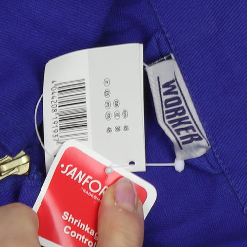 Worker Men's Blue Dungarees, Size 48, Cotton Canvas