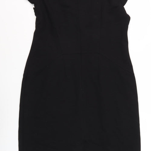 John Lewis Women's Black Sheath Dress, Size 16, Knee Length
