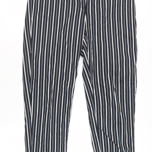 Marks & Spencer Women's Black Striped Trousers - Size 8