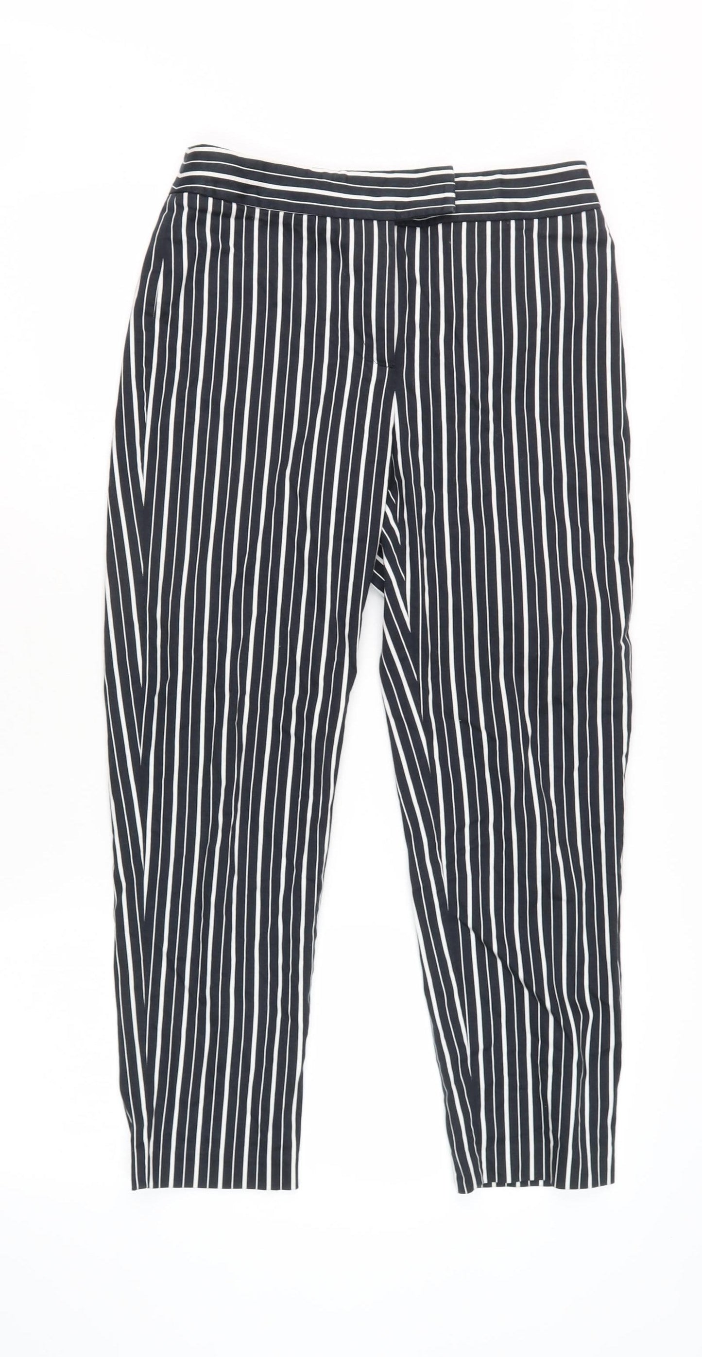 Marks & Spencer Women's Black Striped Trousers - Size 8