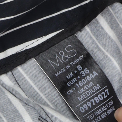Marks & Spencer Women's Black Striped Trousers - Size 8