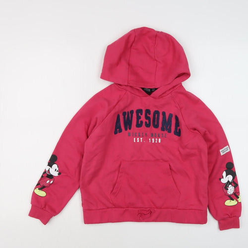 Disney Girls Red Mickey Mouse Hoodie Pullover 11 Years Casual Fun