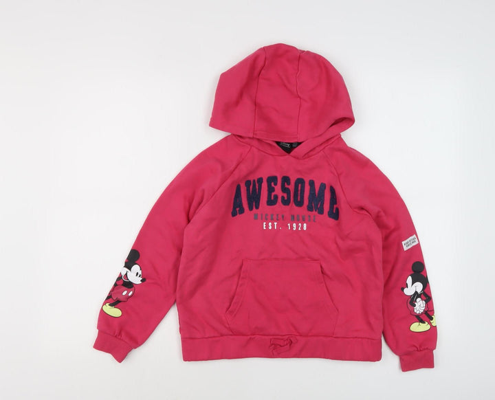 Disney Girls Red Mickey Mouse Hoodie Pullover 11 Years Casual Fun