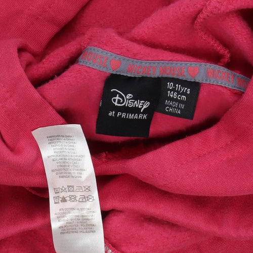 Disney Girls Red Mickey Mouse Hoodie Pullover 11 Years Casual Fun