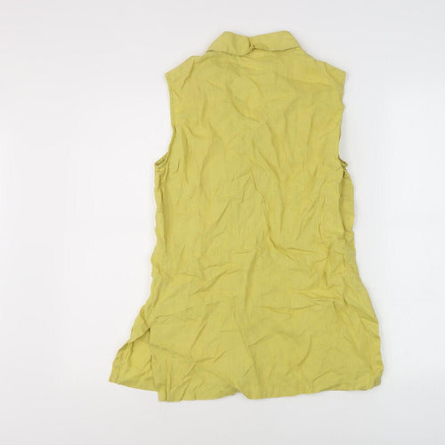 East Women's Yellow Linen Sleeveless Button-Up 8