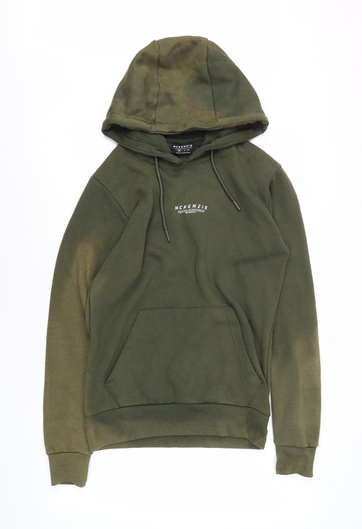 McKenzie Men's Green Pullover Hoodie, M, Logo, Hooded