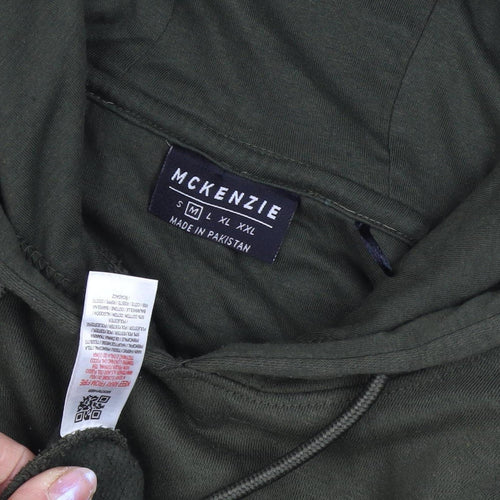 McKenzie Men's Green Pullover Hoodie, M, Logo, Hooded