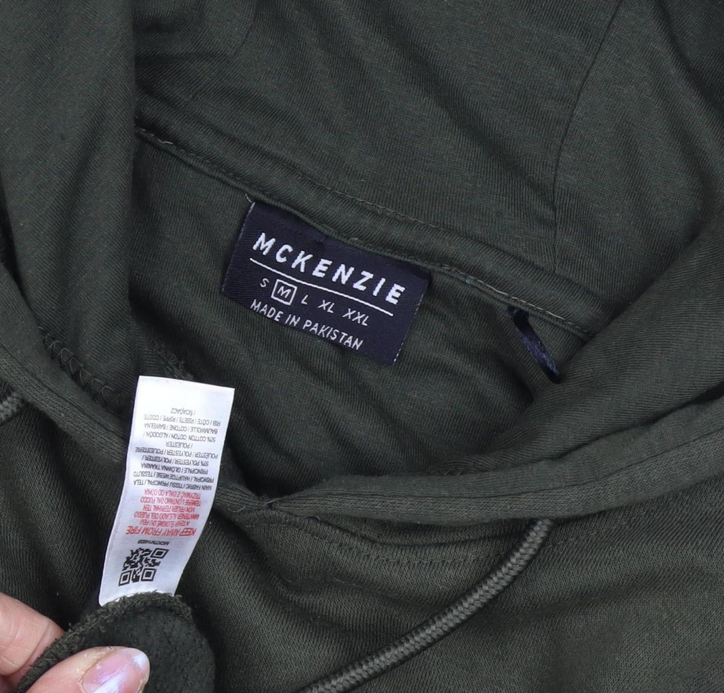 McKenzie Men's Green Pullover Hoodie, M, Logo, Hooded