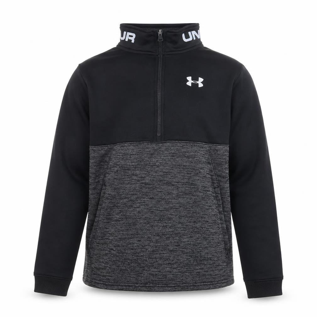 Front view of Under Armour boys’ black 2xl pullover with 1/4 zip