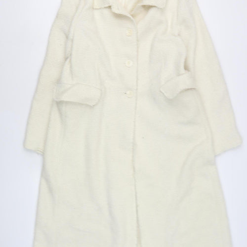 Zara Women's Ivory Tweed Long Overcoat XL Casual