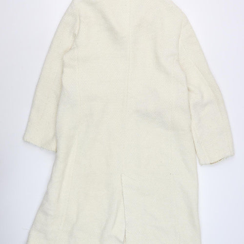 Zara Women's Ivory Tweed Long Overcoat XL Casual