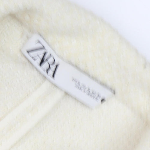 Zara Women's Ivory Tweed Long Overcoat XL Casual