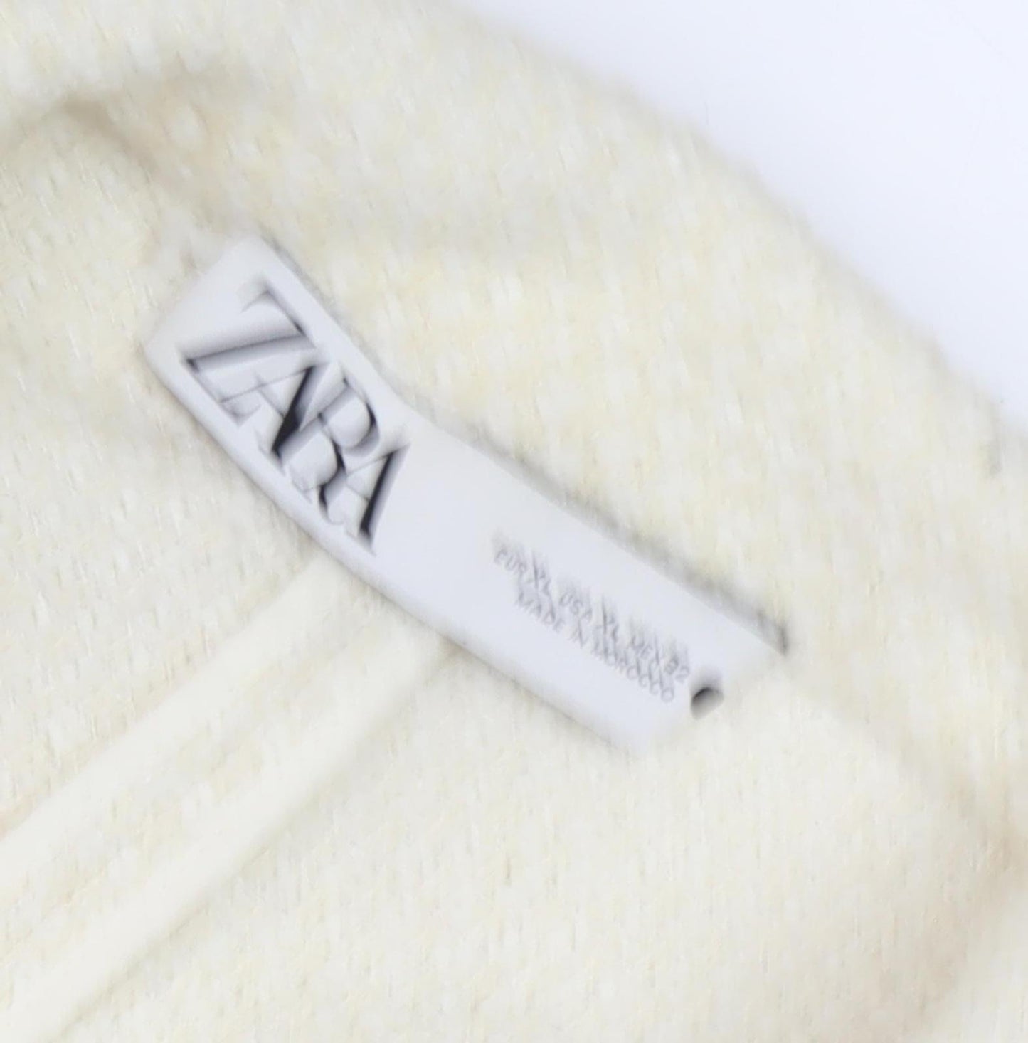 Zara Women's Ivory Tweed Long Overcoat XL Casual