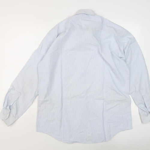 Marks and Spencer Men's Blue Striped Dress Shirt, Size 16