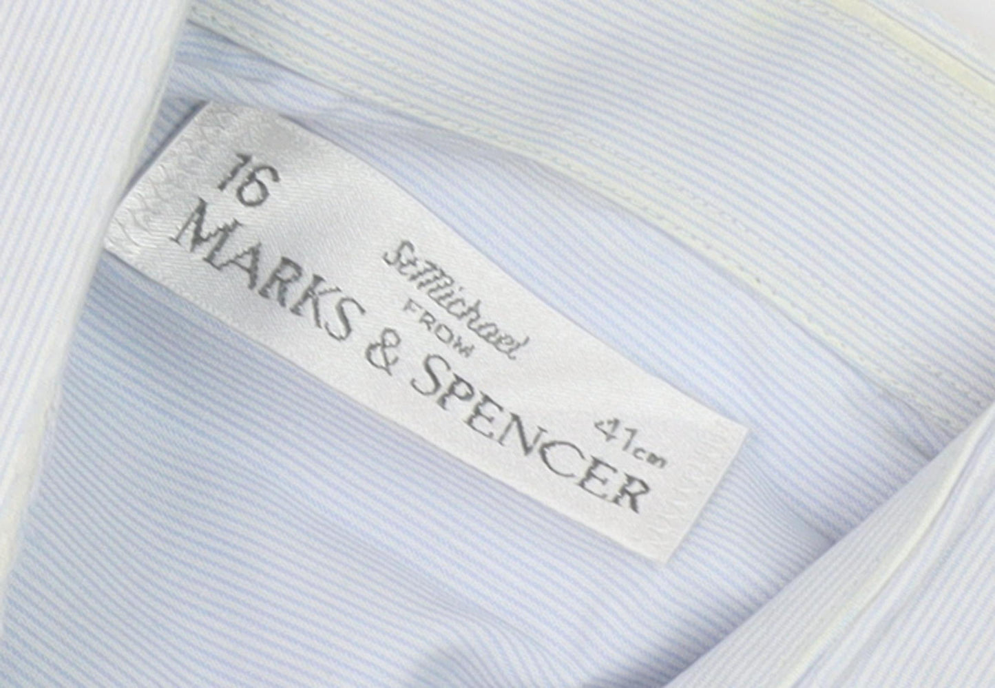 Marks and Spencer Men's Blue Striped Dress Shirt, Size 16