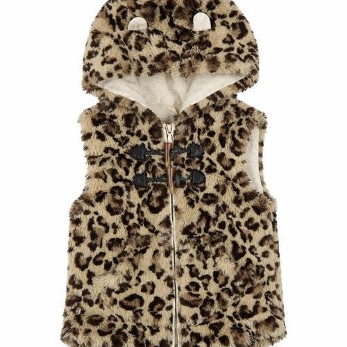 Next Girls Brown Animal Print Sleeveless Hoodie Vest, 2-3 Years