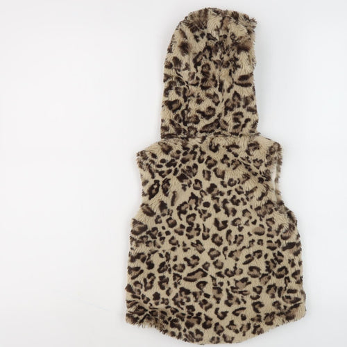 Next Girls Brown Animal Print Sleeveless Hoodie Vest, 2-3 Years