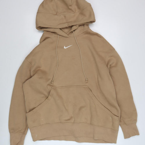 Nike Men's Beige Pullover Hoodie, M, Logo, Hooded