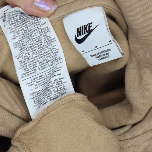 Nike Men's Beige Pullover Hoodie, M, Logo, Hooded