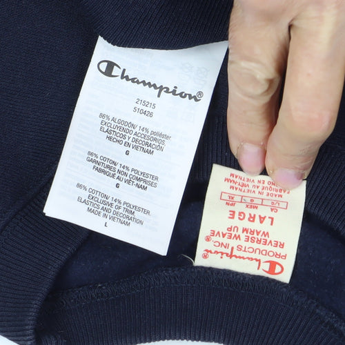 Champion Men's Blue Pullover Sweatshirt L Fleece