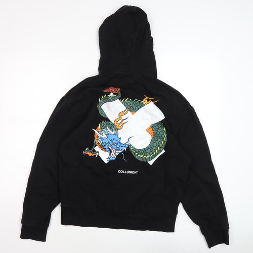 Collusion Black XS Unisex Hoodie with Dragon Print