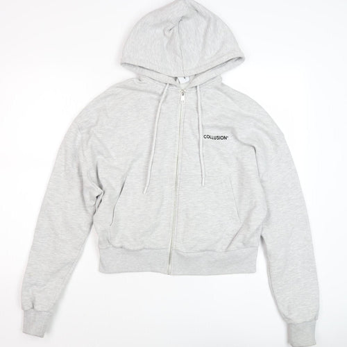 Collusion Women's Grey Full Zip Hoodie Size 10