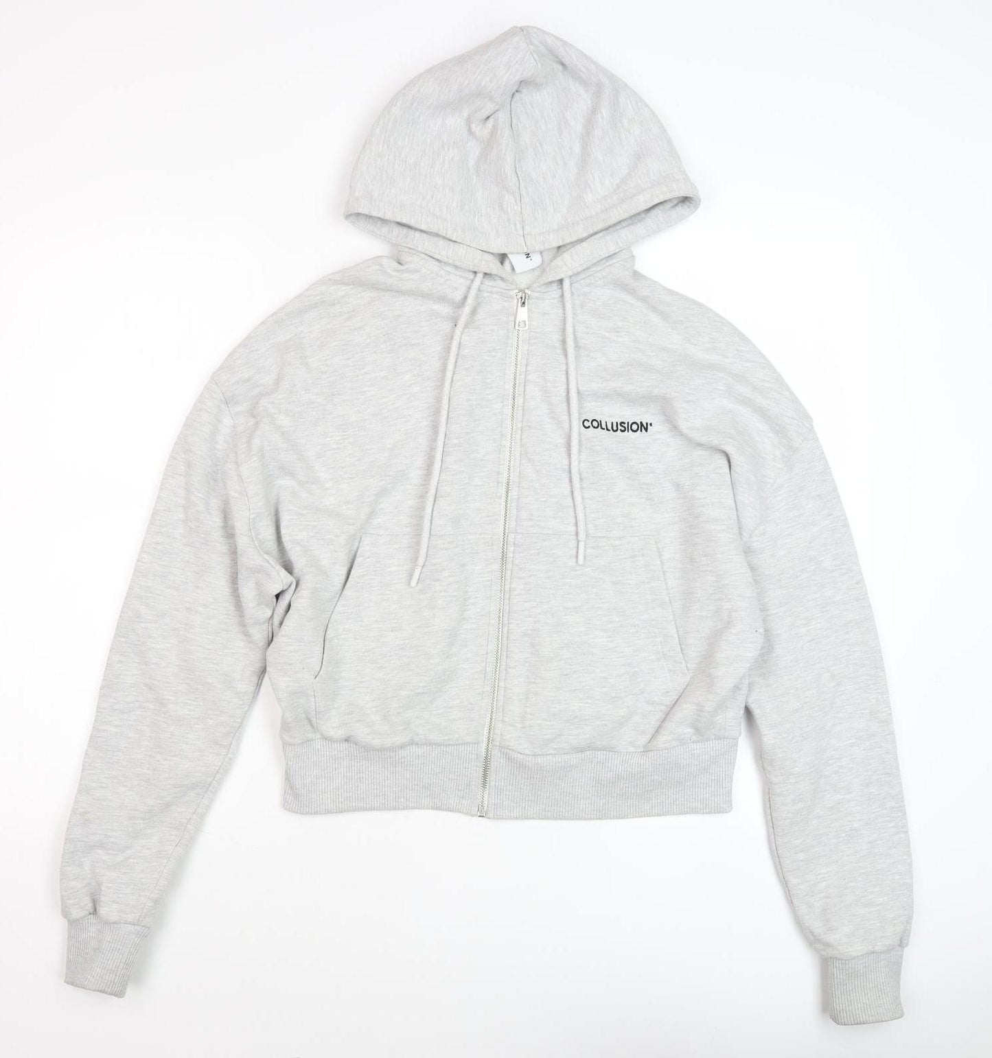 Collusion Women's Grey Full Zip Hoodie Size 10