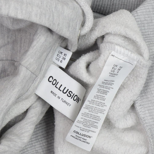 Collusion Women's Grey Full Zip Hoodie Size 10