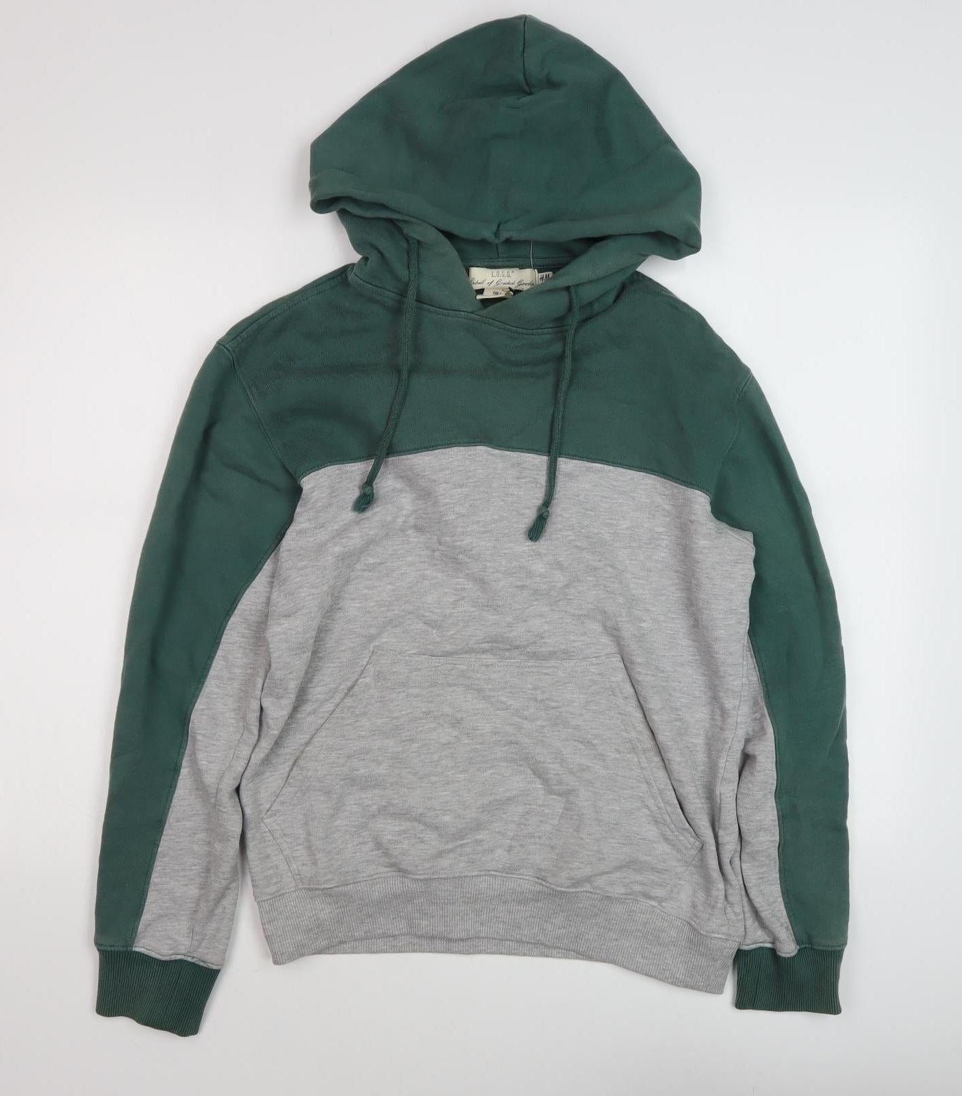 H&M Men's Green Pullover Hoodie, Size S
