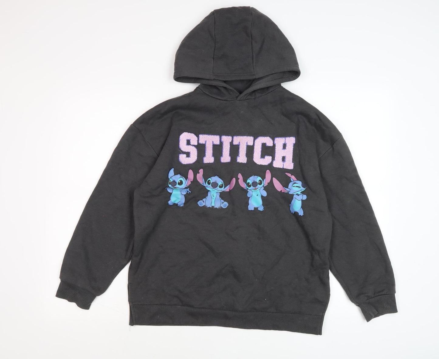 Disney Stitch Hoodie Girls Black 13-14 Years Pullover Fleece
