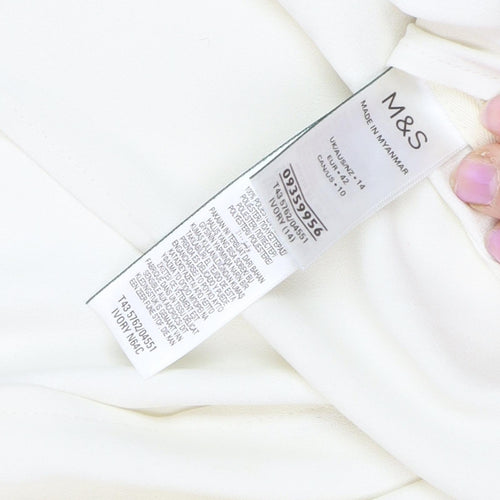 Marks and Spencer Women's Ivory V-Neck Blouse - Size 14