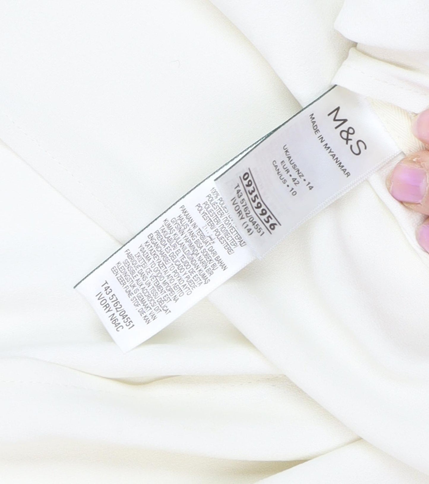 Marks and Spencer Women's Ivory V-Neck Blouse - Size 14