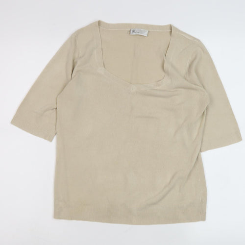 BHS Women's Beige 3/4 Sleeve Knit Jumper Size 12
