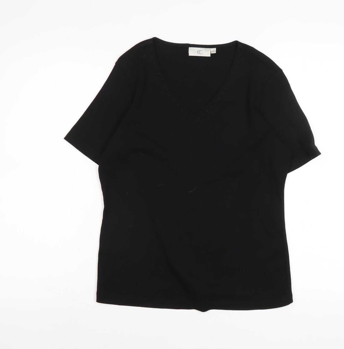 CC Women's Black V-Neck Short Sleeve Basic T-Shirt - Size S