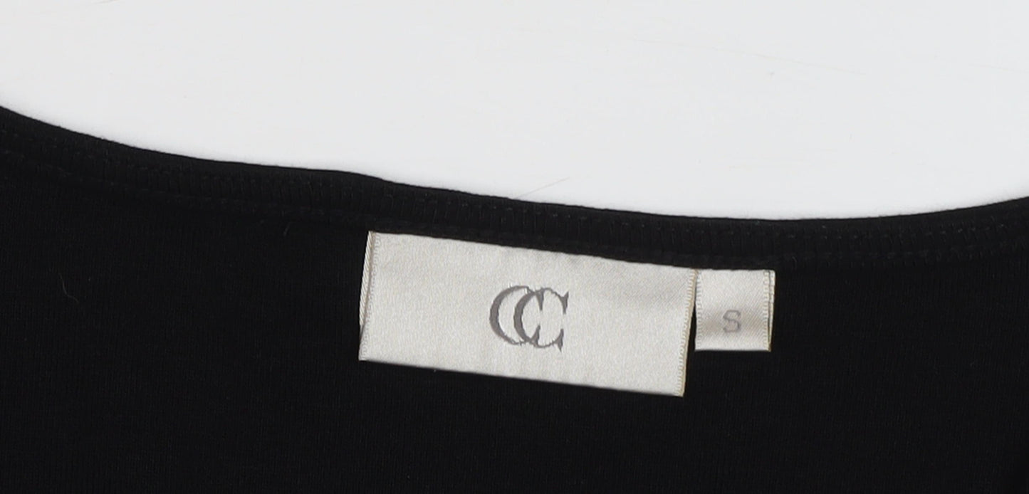 CC Women's Black V-Neck Short Sleeve Basic T-Shirt - Size S