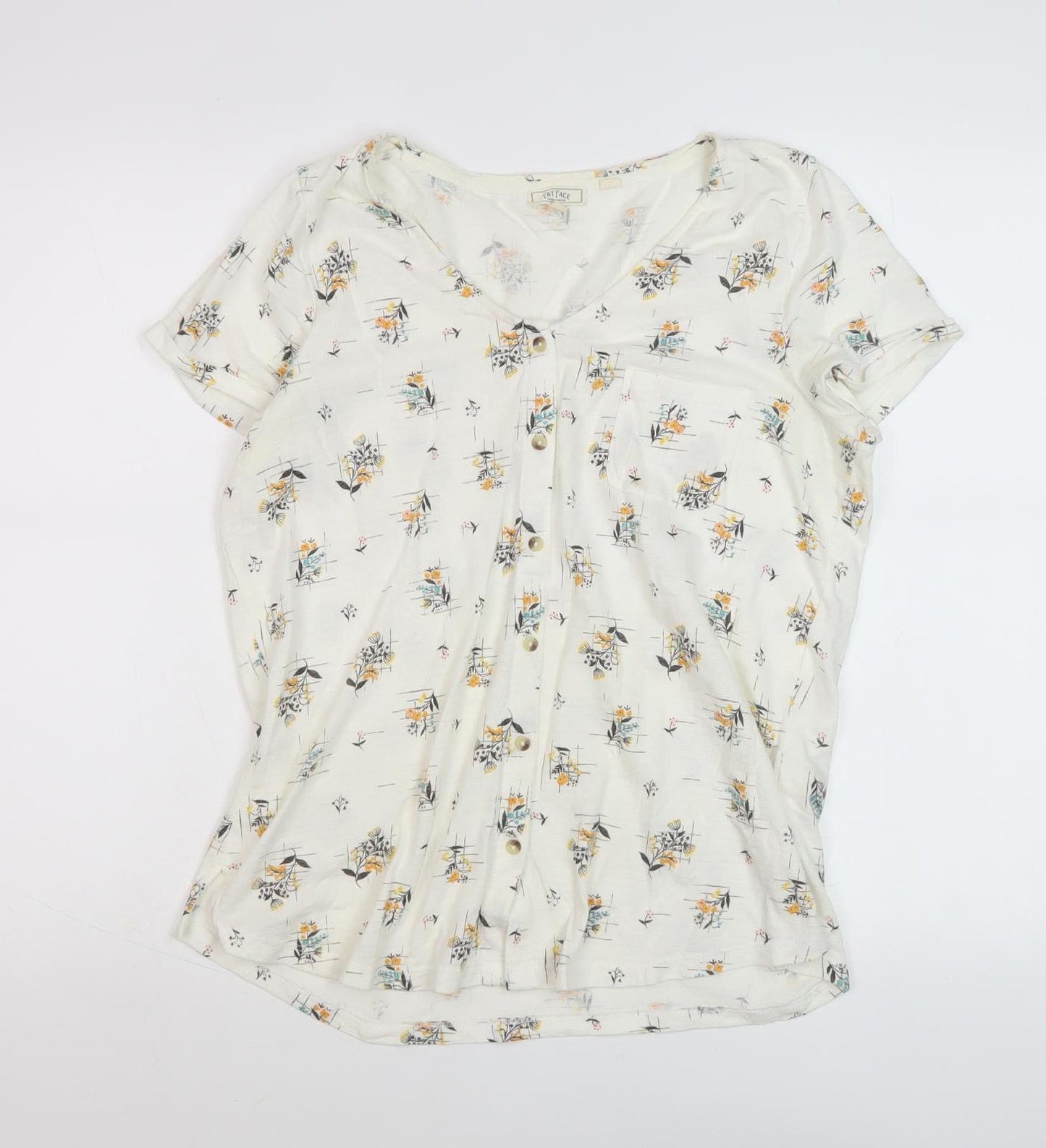 Fat Face Women's Ivory Floral T-Shirt, Size 14