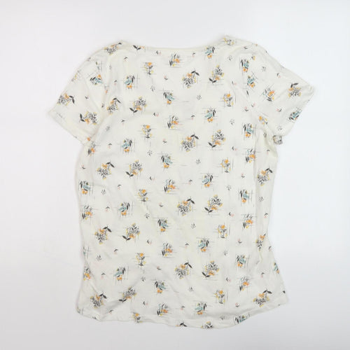 Fat Face Women's Ivory Floral T-Shirt, Size 14