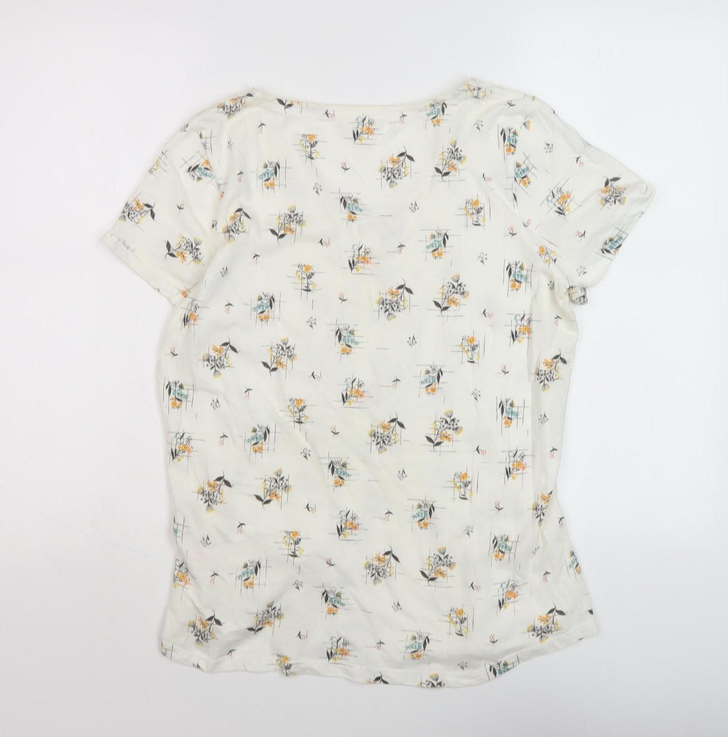 Fat Face Women's Ivory Floral T-Shirt, Size 14