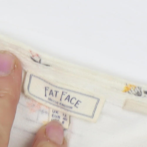 Fat Face Women's Ivory Floral T-Shirt, Size 14