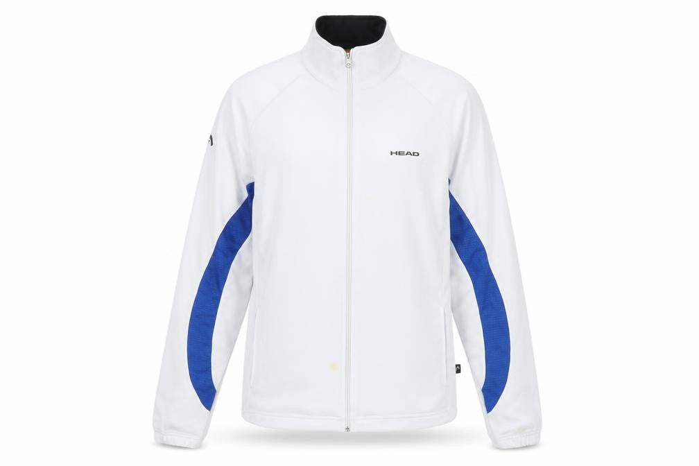 Front view of Head Men's White Full Zip Jacket, size S, Logo Accents
