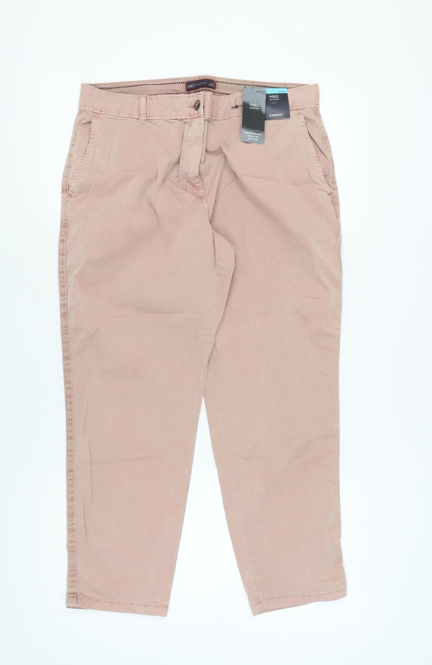 Marks and Spencer Women's Pink Chino Trousers, Size 14