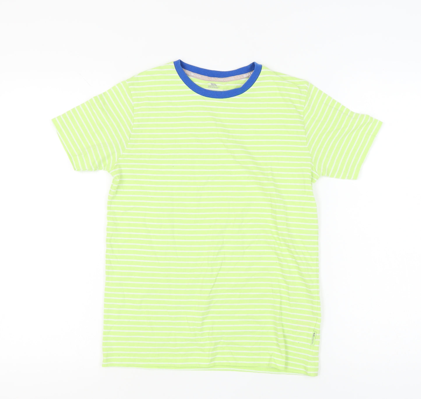 Trespass Boys Green Striped T-Shirt 11-12 Years Quick Dry
